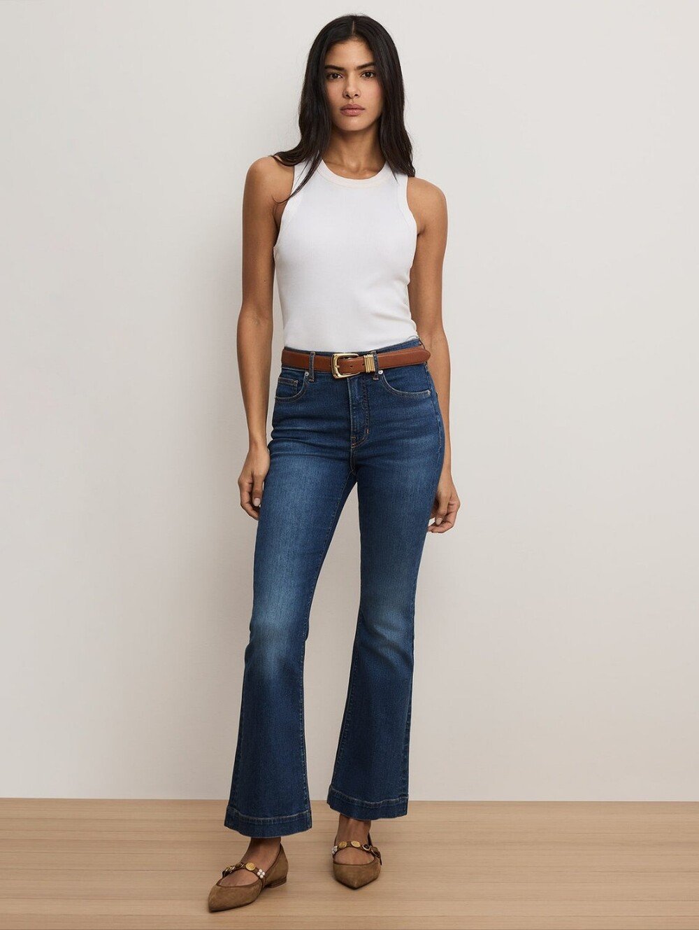 Veronica Beard Carson Kick-Flare Jeans Blue-Wash Italian Denim, Size 25, Denim